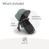 UPPAbaby RumbleSeat V3 Second Lower Seat – Compatible with Vista V2 and Vista V3 – All-Weather Seat + Magnetic Buckle – Adapters Included -Evelyn (Meadow Green)(Gwen (Green Mélange/Carbon Frame/Saddle Leather))