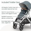 UPPAbaby Vista V3 Stroller + Bassinet V3 – Convertible Single-To-Double Stroller System- Bassinet, Toddler Seat, Bug Shield, Rain Shield Included- Callum (Stone Blue/Silver Frame/Sand Leather)