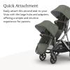 UPPAbaby Vista V3 Stroller + RumbleSeat V3 – Convertible Single-to-Double Stroller System- Toddler Seat, RumbleSeat Accessory, Adapters Included – Evelyn (Meadow Green/Graphite Frame/Chestnut Leather)