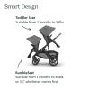 UPPAbaby Vista V3 Stroller + RumbleSeat V3 – Convertible Single-to-Double Stroller System- Toddler Seat, RumbleSeat Accessory, Adapters Included- Julian (Dusty Blue Mélange/Carbon Frame/Chestnut)