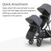 UPPAbaby Vista V3 Stroller + RumbleSeat V3 – Convertible Single-to-Double Stroller System- Toddler Seat, RumbleSeat Accessory, Adapters Included- Julian (Dusty Blue Mélange/Carbon Frame/Chestnut)