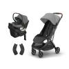 UPPAbaby Travel System, Includes Minu V3 Stroller + Aria Lightweight Car Seat Combo – Adapters, Car Seat, Base + Infant Insert Included – Greyson (Charcoal Mélange)(Greyson)