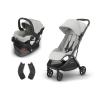 UPPAbaby Travel System, Includes Minu V3 Stroller + Mesa V3 Infant Car Seat Travel System CombMIN V3 + ADAPT + MESo – Adapters, Car Seat, Base + Infant Insert Included – Savannah (Pearl Grey Jacquard)(Savannah (Pearl Grey Jacquard))