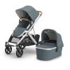 UPPAbaby Vista V3 Stroller + Bassinet V3 – Convertible Single-To-Double Stroller System- Bassinet, Toddler Seat, Bug Shield, Rain Shield Included- Callum (Stone Blue/Silver Frame/Sand Leather)