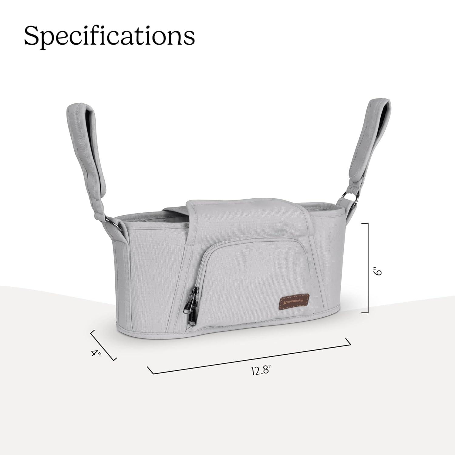 imageUPPAbaby CarryAll Parent Organizer Easy Attach Universal Fit Multiple Compartments for Beverages Snacks Personal Items Secure Zippered Pocket Light GreyLight Grey