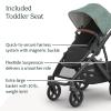 UPPAbaby Vista V3 Stroller – Full-Size Single-to-Double Stroller System – Toddler Seat, Bug Shield, Rain Shield, and Storage Bag Included – Gwen (Green Mélange/Carbon Frame/Saddle Leather)(Gwen (Green Mélange))