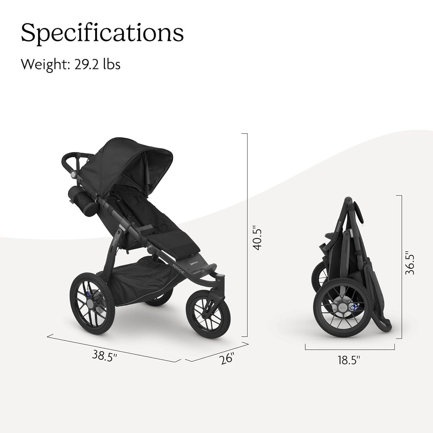 imageUPPAbaby Ridge Jogging Stroller AllTerrain Performance with Suspension NeverFlat Tires Built for Walking Running Trails Water Bottle Holder Included Savannah Pearl Grey Carbon FrameJake Charcoal
