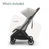 UPPAbaby Minu V3 Travel Stroller | Lightweight + Compact Design | One-Hand Fold + Unfold | from Birth + Overhead Compatible | Evelyn (Meadow Green/Carbon Frame/Chestnut Leather)(Savannah (Pearl Gray Mélange/Carbon Frame/Chestnut Leather))