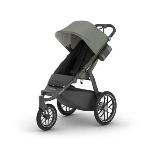 UPPAbaby Ridge Jogging Stroller | All-Terrain Performance with Suspension + Never-Flat Tires Built for Walking, Running + Trails | Water Bottle Holder Included | Savannah (Pearl Grey | Carbon Frame)(Evelyn (Meadow Green))