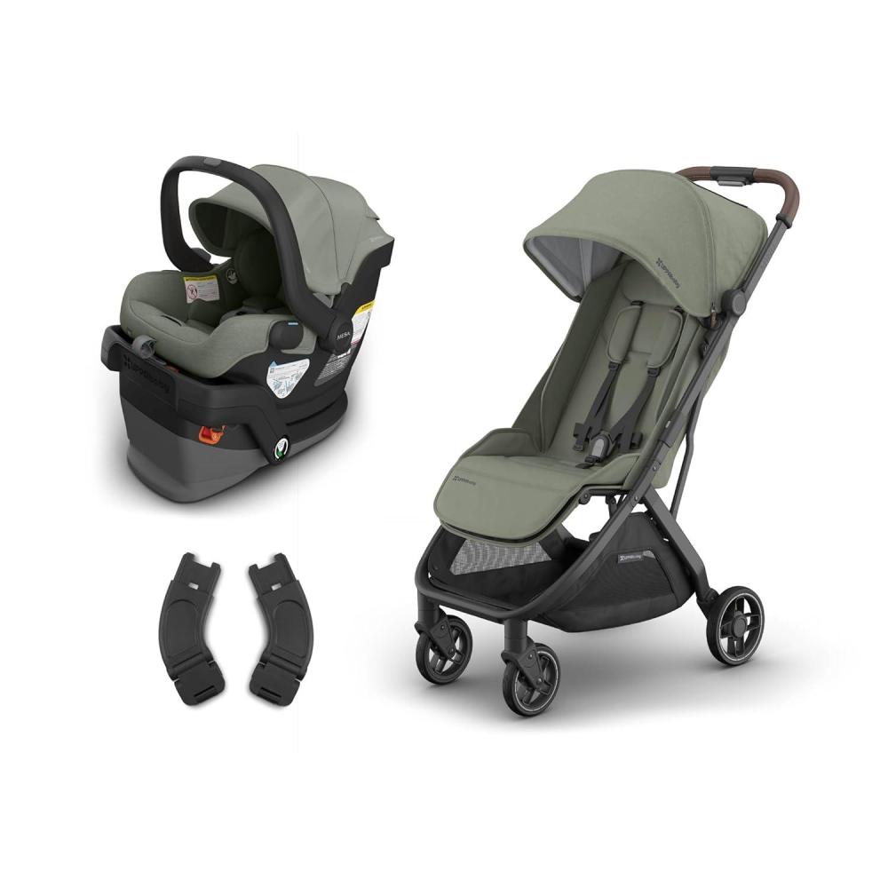 imageUPPAbaby Travel System Includes Minu V3 Stroller Mesa V3 Infant Car Seat Travel System Combo Adapters Car Seat Base Infant Insert Included Evelyn Meadow Green