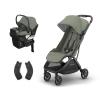 UPPAbaby Minu V3 Stroller + Aria V2 Infant Car Seat Travel System Combo – Adapter, Foot Cover, Bug and Rain Shields, Car Seat Base, and Infant Insert Included – Evelyn (Meadow Green)