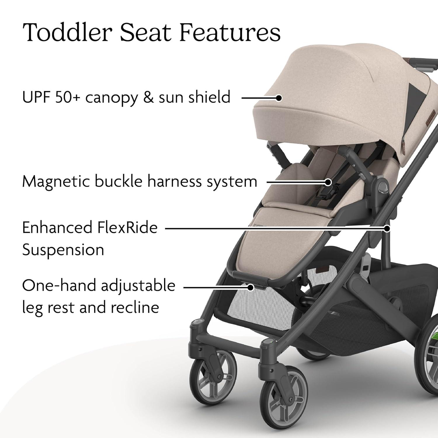 imageUPPAbaby Cruz V3 Stroller from Birth Car Seat Compatible FullSize Reversible Seat Infant Insert Bug and Rain Shields Included Ada Sandstone MlangeCarbon FrameChestnut LeatherAda Sandstone Mlange