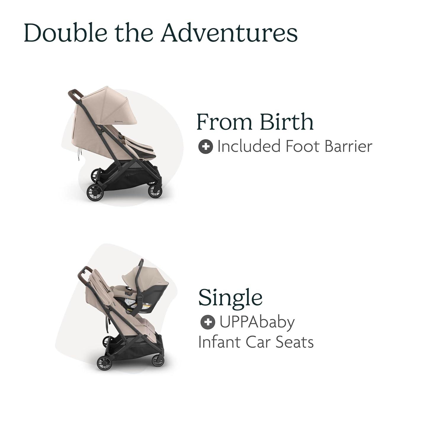 imageUPPAbaby Minu Duo SidebySide Double Stroller Lightweight Compact Design for Travel Easy Fold from Birth to Toddler Independent Recline Ada SandstoneCarbon FrameChestnut LeatherAda Sandstone MelangeCarbon FrameChestnut Leather