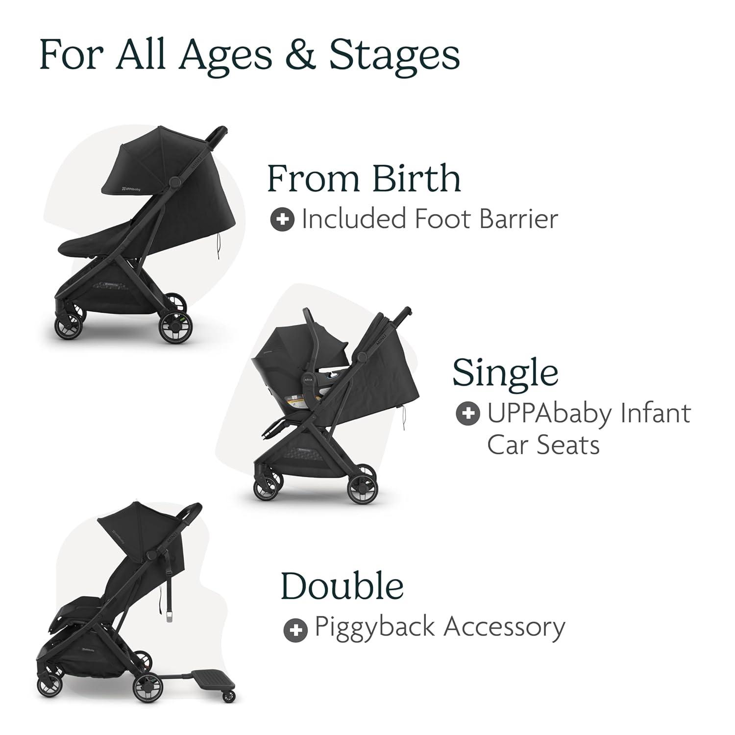 imageUPPAbaby Minu V3 Travel Stroller Lightweight Compact Design OneHand Fold Unfold from Birth Overhead Compatible Ada SandstoneCarbon FrameChestnut LeatherEvelyn Meadow GreenGraphite FrameChestnut Leather