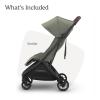 UPPAbaby Minu V3 Travel Stroller – Lightweight + Compact Design – One-Hand Fold + Unfold – from Birth + Overhead Compatible – Ada (Sandstone/Carbon Frame/Chestnut Leather)(Evelyn (Meadow Green/Graphite Frame/Chestnut Leather))