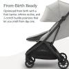 UPPAbaby Minu V3 Travel Stroller – Lightweight + Compact Design – One-Hand Fold + Unfold – from Birth + Overhead Compatible – Ada (Sandstone/Carbon Frame/Chestnut Leather)(Savannah (Pearl Gray Jacquard/Carbon Frame/Chestnut Leather))