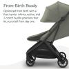 UPPAbaby Minu V3 Travel Stroller – Lightweight + Compact Design – One-Hand Fold + Unfold – from Birth + Overhead Compatible – Ada (Sandstone/Carbon Frame/Chestnut Leather)(Evelyn (Meadow Green/Graphite Frame/Chestnut Leather))