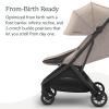 UPPAbaby Minu V3 Travel Stroller – Lightweight + Compact Design – One-Hand Fold + Unfold – from Birth + Overhead Compatible – Ada (Sandstone/Carbon Frame/Chestnut Leather)(Ada (Sandstone Melange/Carbon Frame/Chestnut Leather))