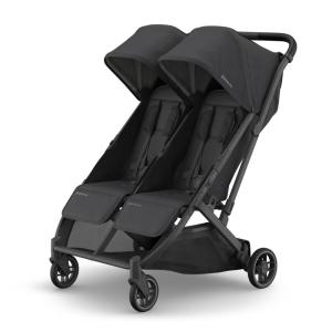 UPPAbaby Minu Duo Side-by-Side Double Stroller – Lightweight + Compact Design for Travel – Easy Fold- from Birth to Toddler – Independent Recline -Ada (Sandstone/Carbon Frame/Chestnut Leather)(Jake (Charcoal/Carbon Frame/Black Leather))