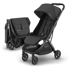 UPPAbaby Minu V3 Travel Stroller – Lightweight + Compact Design – One-Hand Fold + Unfold – from Birth + Overhead Compatible – Ada (Sandstone/Carbon Frame/Chestnut Leather)(Jake (Charcoal/Carbon Frame/Black Leather))