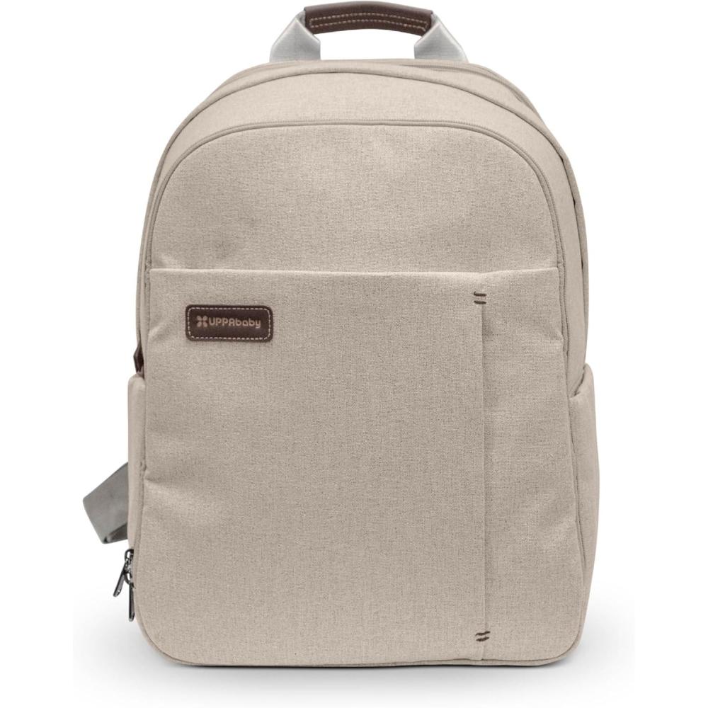 imageUPPAbaby Changing Backpack Multiple Storage Compartments Side Bottle Laptop Pockets Trolley Sleeve Stroller Strap Attachment Ada Sandstone Mlange Chestnut LeatherAdasand Melange Chestnut Leather