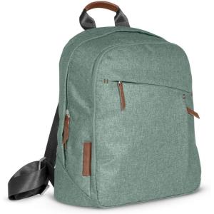 UPPAbaby Changing Backpack – Multiple Storage Compartments – Side Bottle + Laptop Pockets – Trolley Sleeve – Stroller Strap Attachment – Ada -Sandstone Mélange | Chestnut Leather(Emmett/Gwen (Green Mélange/Saddle Leather))