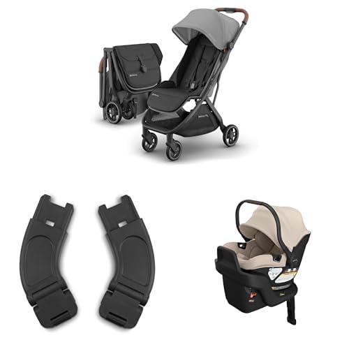 imageUPPAbaby Minu V3 Stroller Aria V2 Infant Car Seat Travel System Combo Adapter Foot Cover Bug and Rain Shields Car Seat Base and Infant Insert Included Greyson Charcoal Declan Oat