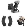 UPPAbaby Minu V3 Stroller + Aria V2 Infant Car Seat Travel System Combo – Adapter, Foot Cover, Bug and Rain Shields, Car Seat Base, and Infant Insert Included – Greyson (Charcoal) + Declan (Oat)