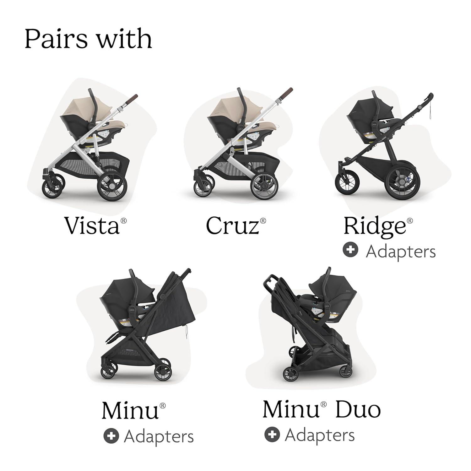 imageUPPAbaby Aria V2 Lightweight Infant Car Seat Just Under 6 lbs Base with Load Leg Infant Insert AllWeather FootCover Included Direct Stroller Attachment Ada SandstoneDeclan Oat Mlange