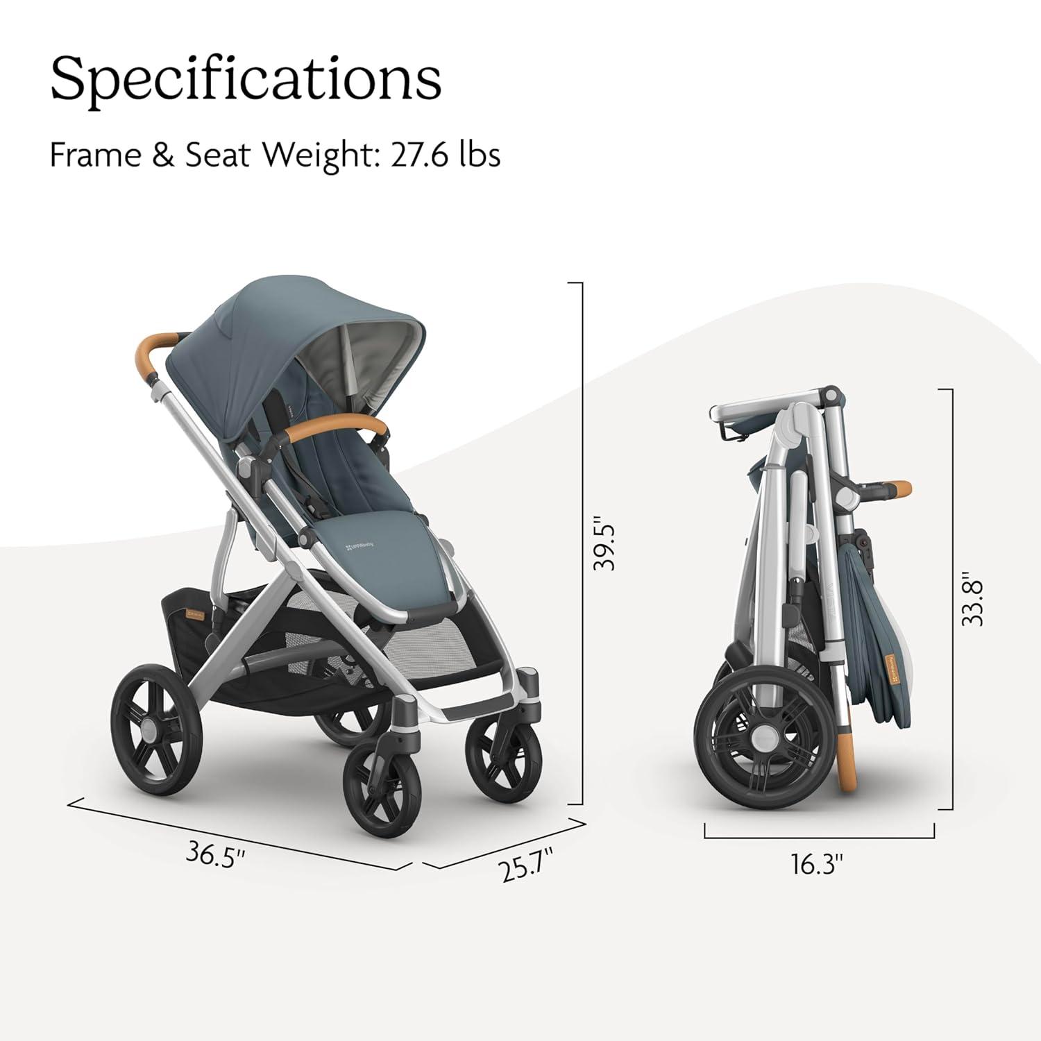 imageUPPAbaby Vista V3 Convertible SingletoDouble Stroller for Baby amp Toddler 30 Configurations Car Seat Compatible AllWheel Suspension XL Basket Ada Sandstone MlangeCarbon FrameCallum Stone Blue