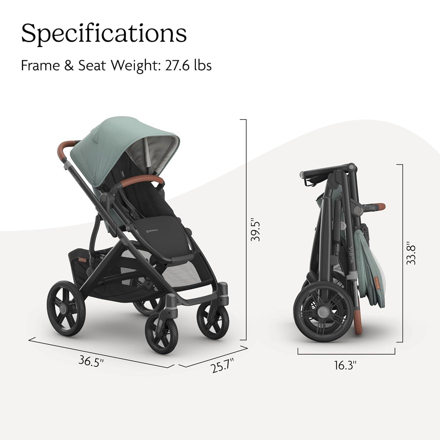 imageUPPAbaby Vista V3 Convertible SingletoDouble Stroller for Baby amp Toddler 30 Configurations Car Seat Compatible AllWheel Suspension XL Basket Ada Sandstone MlangeCarbon FrameKenzi Mystic Aqua