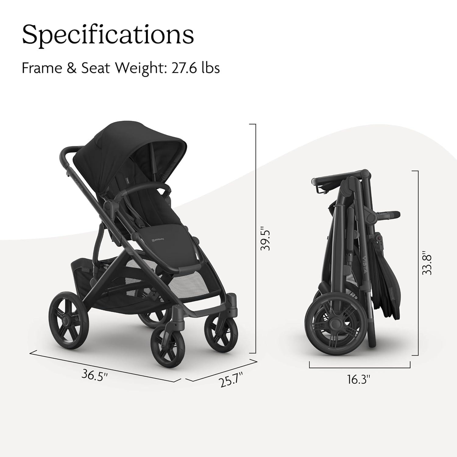 imageUPPAbaby Vista V3 Convertible SingletoDouble Stroller for Baby amp Toddler 30 Configurations Car Seat Compatible AllWheel Suspension XL Basket Ada Sandstone MlangeCarbon FrameJake Charcoal