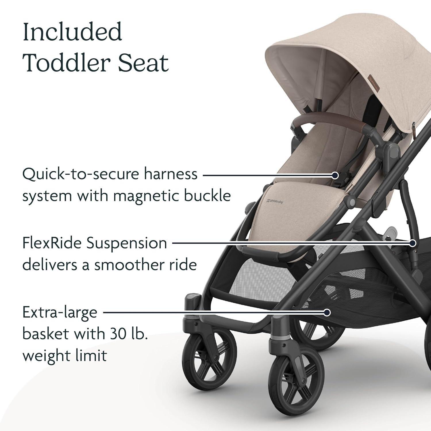 imageUPPAbaby Vista V3 Convertible SingletoDouble Stroller for Baby amp Toddler 30 Configurations Car Seat Compatible AllWheel Suspension XL Basket Ada Sandstone MlangeCarbon FrameAda Sandstone Mlange