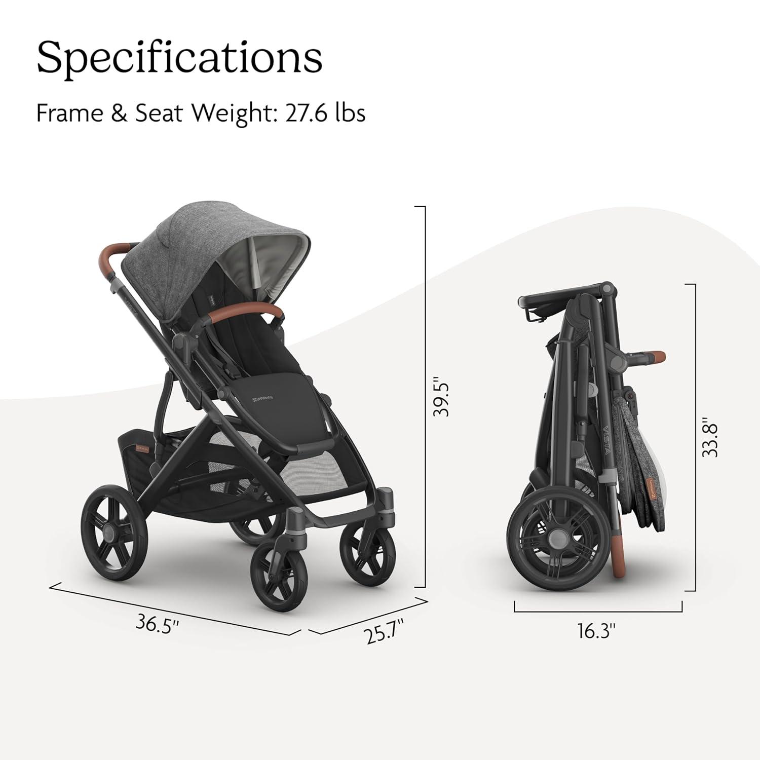 imageUPPAbaby Vista V3 Convertible SingletoDouble Stroller for Baby amp Toddler 30 Configurations Car Seat Compatible AllWheel Suspension XL Basket Ada Sandstone MlangeCarbon FrameGreyson Charcoal Mlange