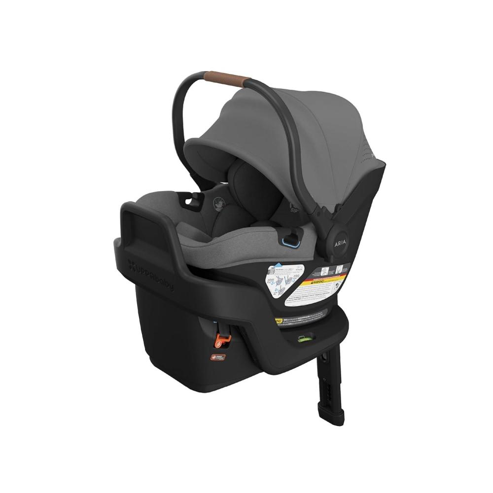 imageUPPAbaby Aria V2 Lightweight Infant Car Seat Just Under 6 lbs Base with Load Leg Infant Insert AllWeather FootCover Included Direct Stroller Attachment Ada SandstoneGreyson Charcoal Mlange