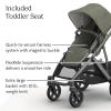 UPPAbaby Vista V3 Convertible Single-to-Double Stroller for Baby & Toddler, 30+ Configurations, Car Seat Compatible, All-Wheel Suspension, XL Basket – Ada (Sandstone Mélange/Carbon Frame)(Evelyn (Meadow Green))