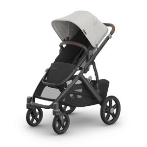 UPPAbaby Vista V3 Convertible Single-to-Double Stroller for Baby & Toddler, 30+ Configurations, Car Seat Compatible, All-Wheel Suspension, XL Basket – Ada (Sandstone Mélange/Carbon Frame)(Savannah (Pearl Gray Jacquard))