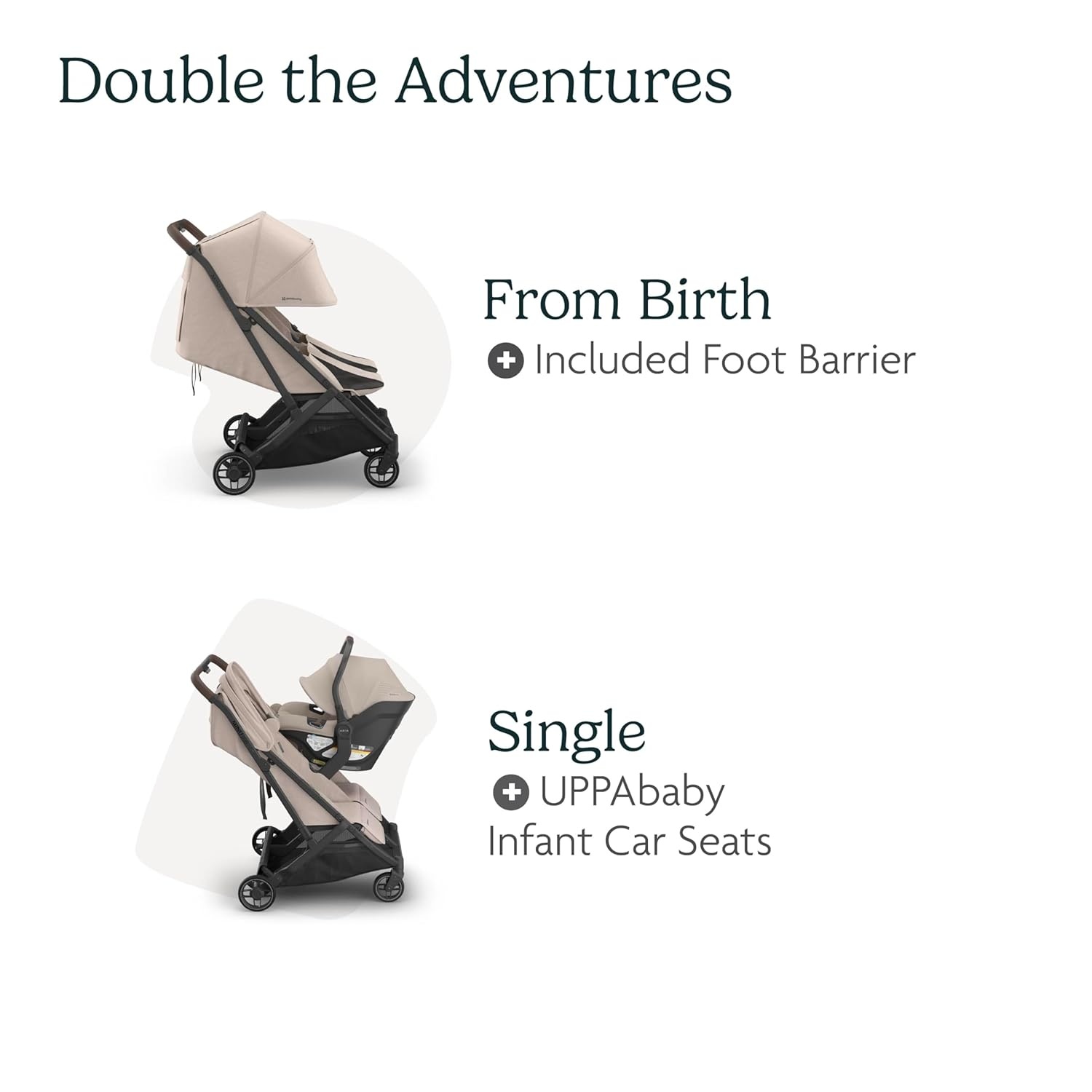 image:imageUPPAbaby Minu Duo SidebySide Double Stroller Lightweight Compact Design for Travel Easy Fold from Birth to Toddler Independent Recline James BlackCarbon FrameBlack LeatherAda Sandstone MelangeCarbon FrameChestnut Leather