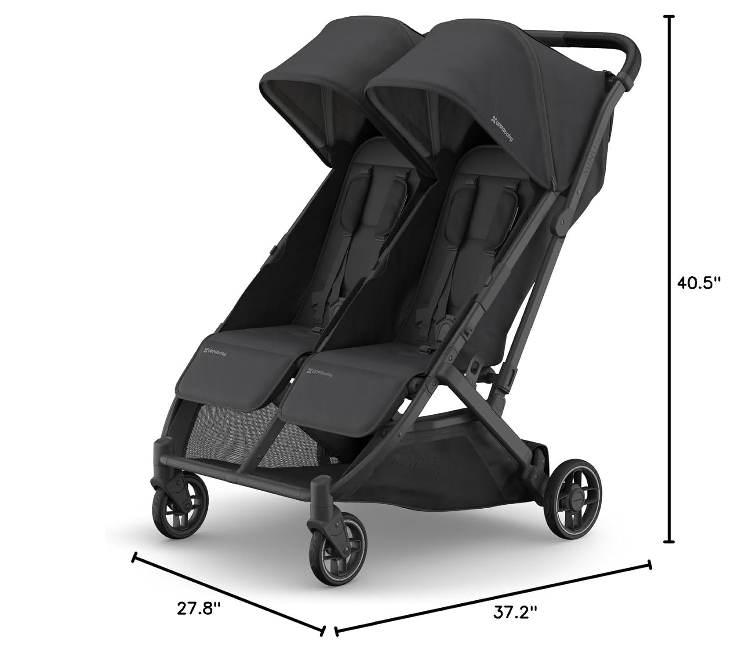 image:imageUPPAbaby Minu Duo SidebySide Double Stroller Lightweight Compact Design for Travel Easy Fold from Birth to Toddler Independent Recline James BlackCarbon FrameBlack LeatherJake CharcoalCarbon FrameBlack Leather