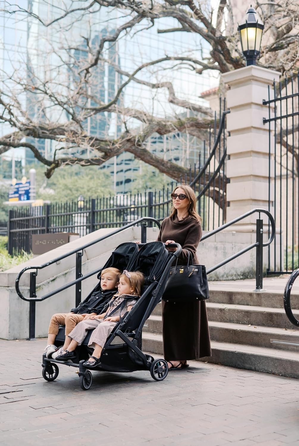 image:imageUPPAbaby Minu Duo SidebySide Double Stroller Lightweight Compact Design for Travel Easy Fold from Birth to Toddler Independent Recline James BlackCarbon FrameBlack LeatherJames BlackCarbon FrameBlack Leather