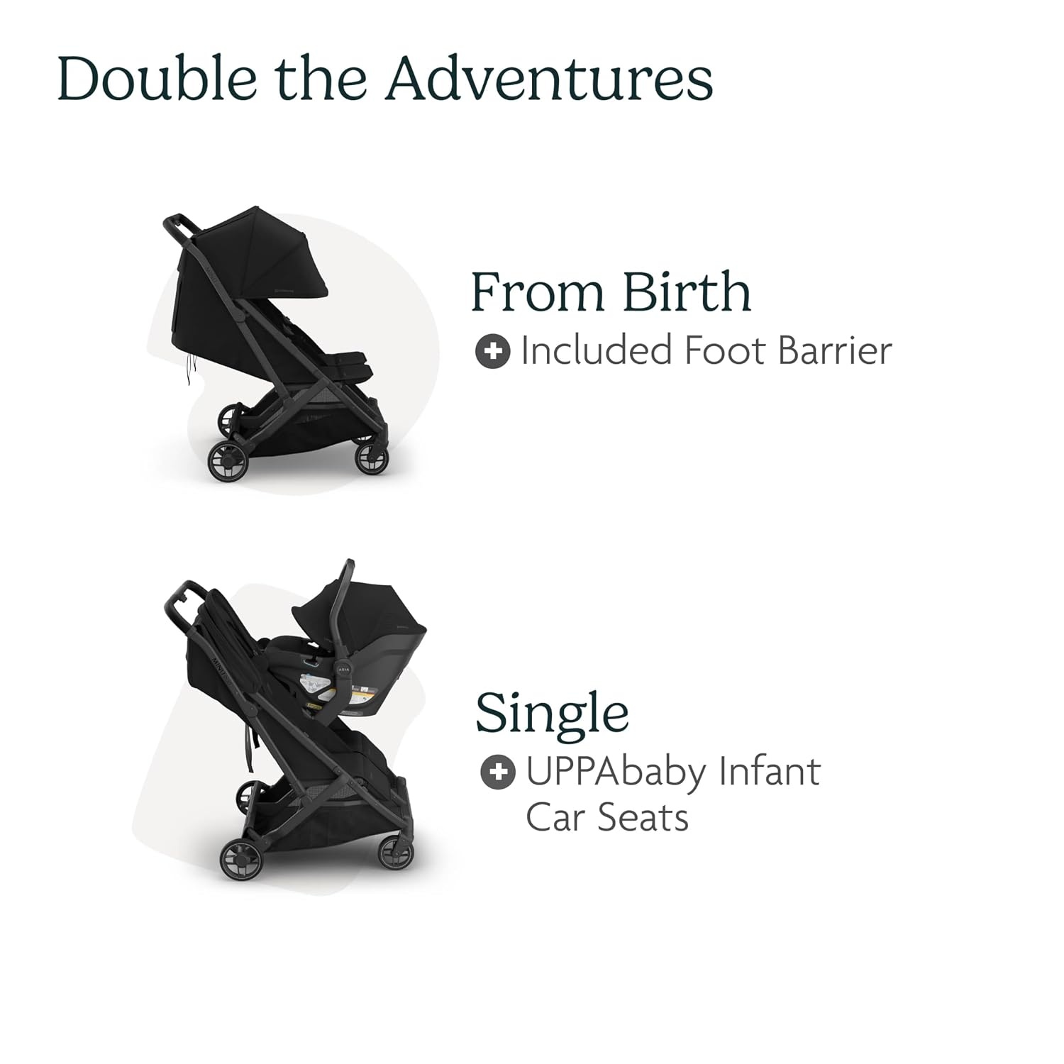 image:imageUPPAbaby Minu Duo SidebySide Double Stroller Lightweight Compact Design for Travel Easy Fold from Birth to Toddler Independent Recline James BlackCarbon FrameBlack LeatherJames BlackCarbon FrameBlack Leather