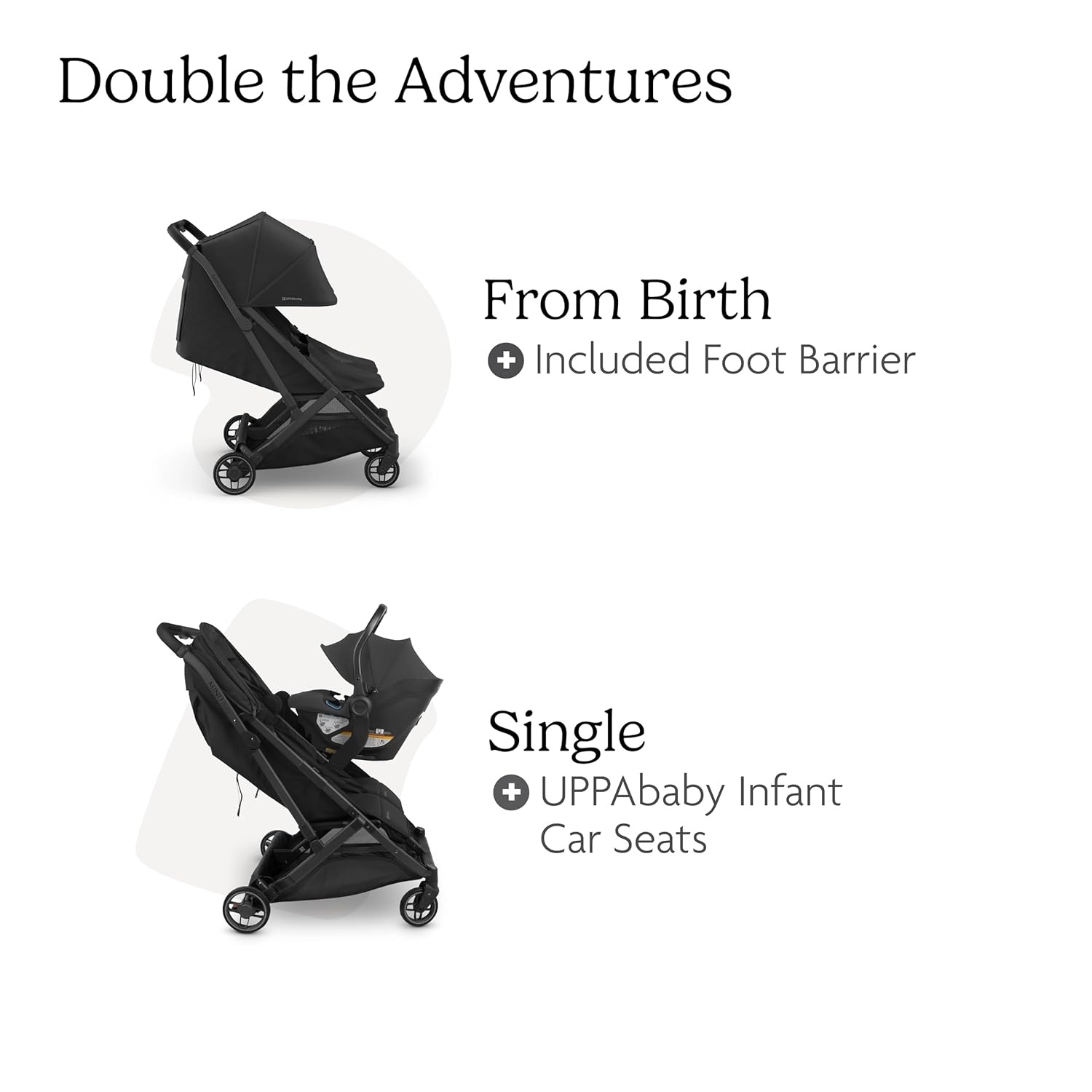 image:imageUPPAbaby Minu Duo SidebySide Double Stroller Lightweight Compact Design for Travel Easy Fold from Birth to Toddler Independent Recline James BlackCarbon FrameBlack LeatherJake CharcoalCarbon FrameBlack Leather