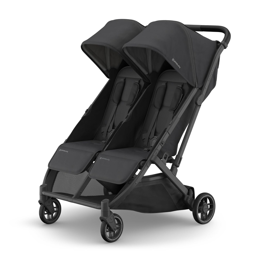 image:imageUPPAbaby Minu Duo SidebySide Double Stroller Lightweight Compact Design for Travel Easy Fold from Birth to Toddler Independent Recline James BlackCarbon FrameBlack LeatherJake CharcoalCarbon FrameBlack Leather