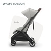 UPPAbaby Minu V3 Travel Stroller – Lightweight + Compact Design – One-Hand Fold + Unfold – from Birth + Overhead Compatible – James (Black/Carbon Frame/Black Leather)(Savannah (Pearl Gray Jacquard/Carbon Frame/Chestnut Leather))
