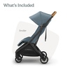 UPPAbaby Minu V3 Travel Stroller – Lightweight + Compact Design – One-Hand Fold + Unfold – from Birth + Overhead Compatible – James (Black/Carbon Frame/Black Leather)(Dillan (Stone Blue/Carbon Frame/Sand Leather))