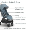 UPPAbaby Minu V3 Travel Stroller – Lightweight + Compact Design – One-Hand Fold + Unfold – from Birth + Overhead Compatible – James (Black/Carbon Frame/Black Leather)(Dillan (Stone Blue/Carbon Frame/Sand Leather))