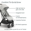 UPPAbaby Minu V3 Travel Stroller – Lightweight + Compact Design – One-Hand Fold + Unfold – from Birth + Overhead Compatible – James (Black/Carbon Frame/Black Leather)(Savannah (Pearl Gray Jacquard/Carbon Frame/Chestnut Leather))