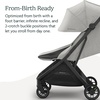 UPPAbaby Minu V3 Travel Stroller – Lightweight + Compact Design – One-Hand Fold + Unfold – from Birth + Overhead Compatible – James (Black/Carbon Frame/Black Leather)(Savannah (Pearl Gray Jacquard/Carbon Frame/Chestnut Leather))