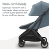 UPPAbaby Minu V3 Travel Stroller – Lightweight + Compact Design – One-Hand Fold + Unfold – from Birth + Overhead Compatible – James (Black/Carbon Frame/Black Leather)(Dillan (Stone Blue/Carbon Frame/Sand Leather))