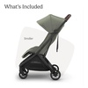 UPPAbaby Minu V3 Travel Stroller – Lightweight + Compact Design – One-Hand Fold + Unfold – from Birth + Overhead Compatible – James (Black/Carbon Frame/Black Leather)(Evelyn (Meadow Green/Graphite Frame/Chestnut Leather))
